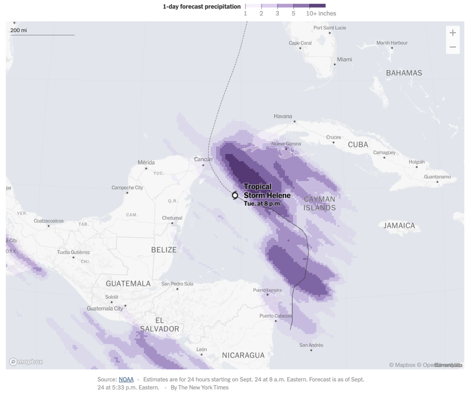 Molmo caption example — Caribbean weather map